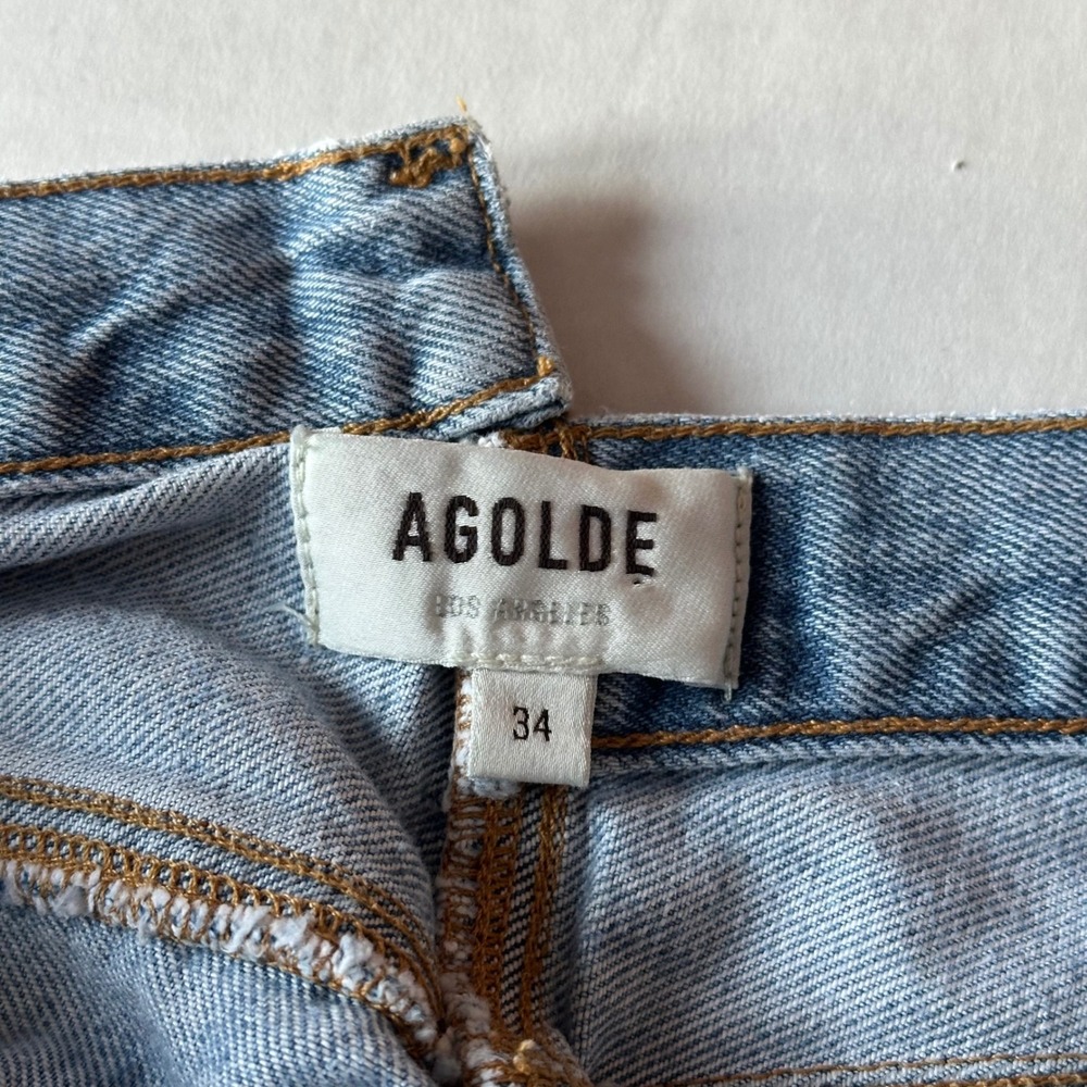 AGOLDE Criss Cross Straight Leg Jeans Light Wash Blue Size 34 - Picture 3 of 8